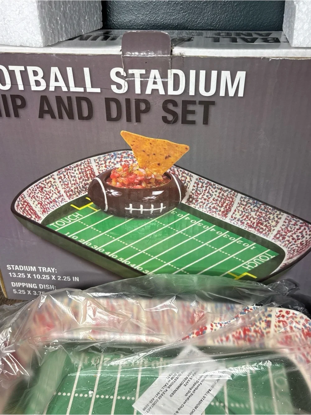 Football Stadium Chip And Dip Sports Serving Set - New